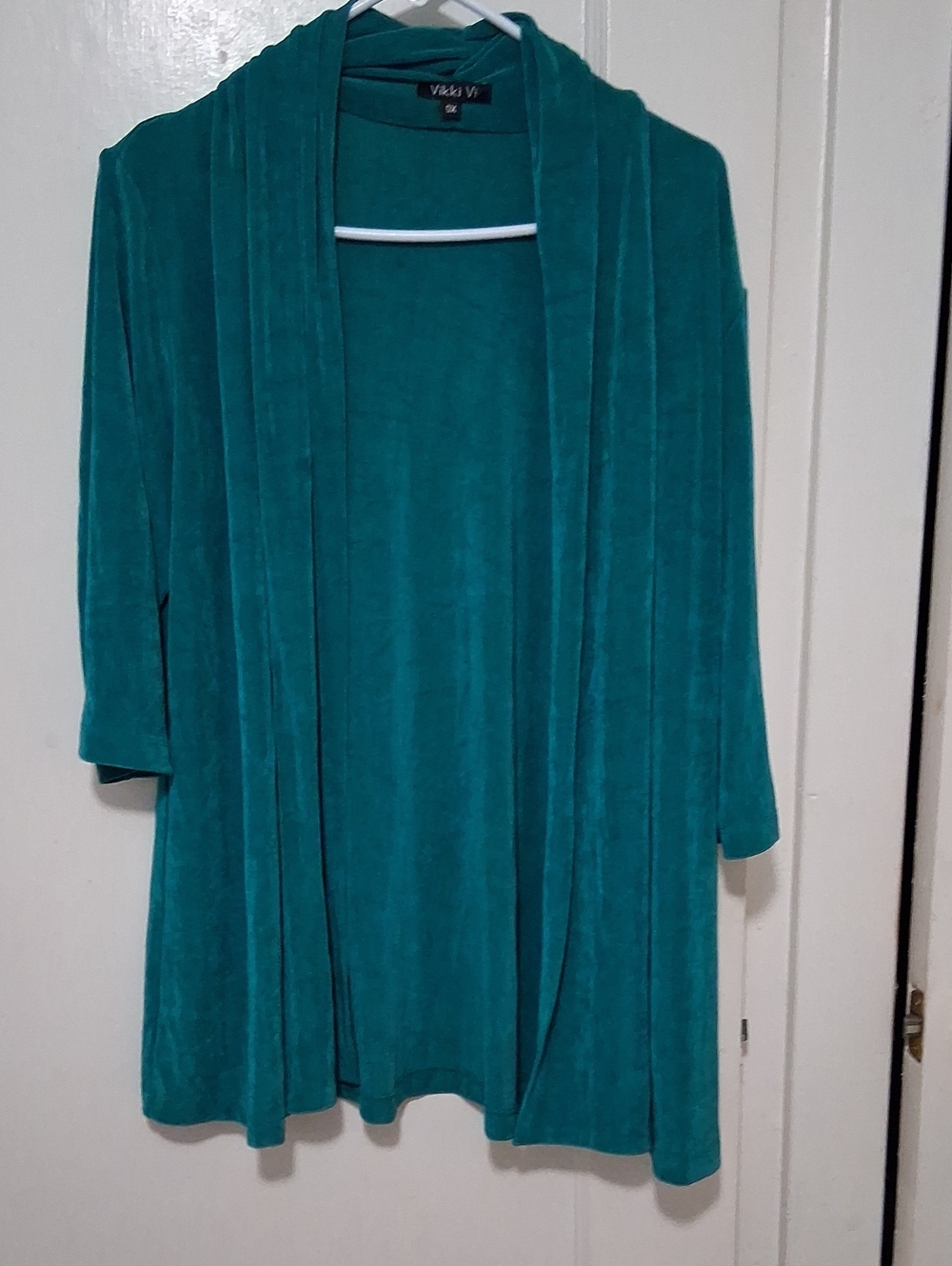 Vikki Vi Teal Open-Front Draped Cardigan